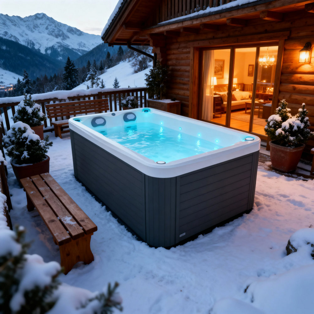 Mini hot tub 190x130 cm with 35 jets, heater and Ozone Clean Water System MP82