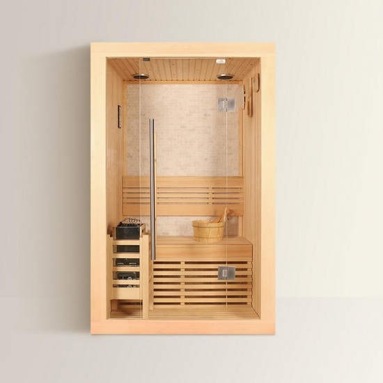 Sauna finlandesa para 2 personas, 120 x 105 cm, con Bluetooth y función de cromoterapia SN055