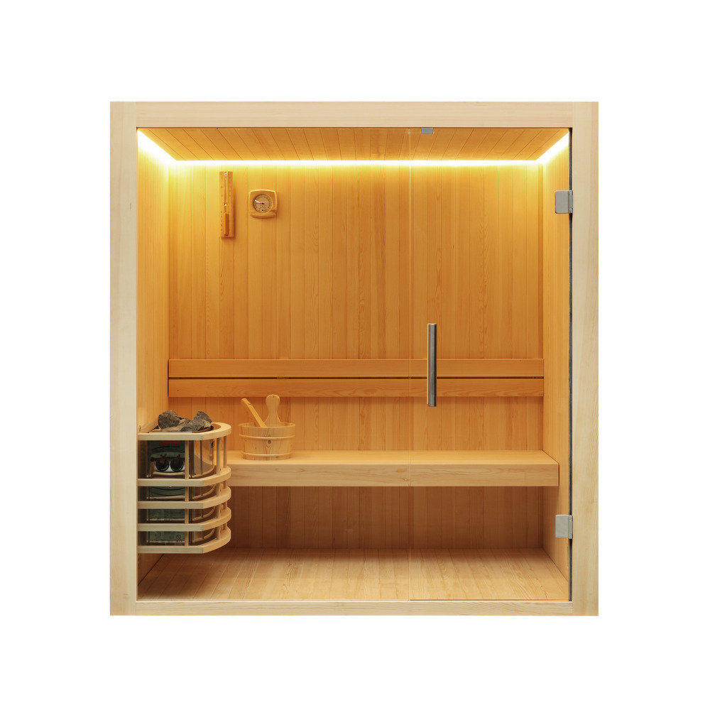Finnish sauna 120 x 120 cm, 2 seats, with heater, chromotherapy and Bluetooth SN109