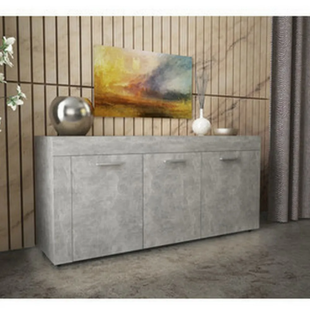 Base polyvalente 157x41xH82 cm buffet avec 3 portes couleur ciment BM096