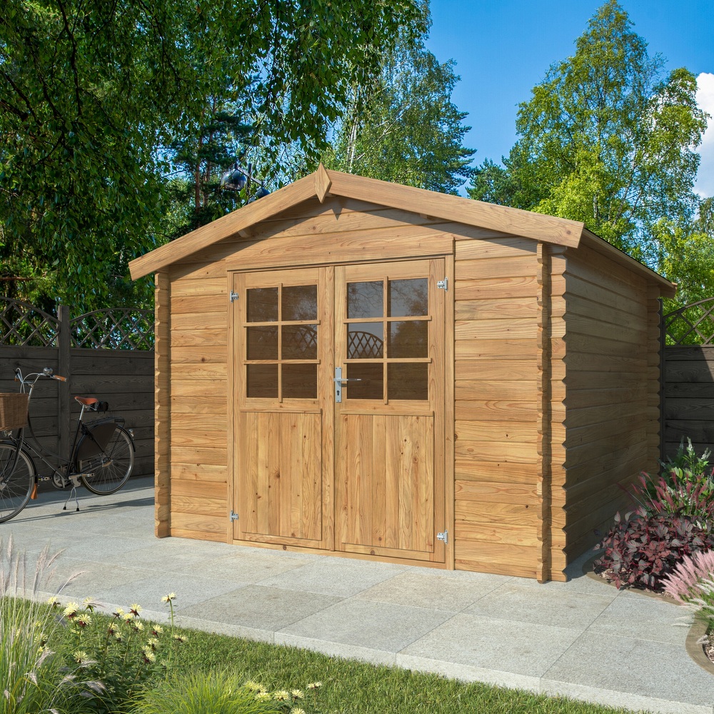Square wooden playhouse with or without a floor, 296x296 cm, for gardens and outdoor use CS040