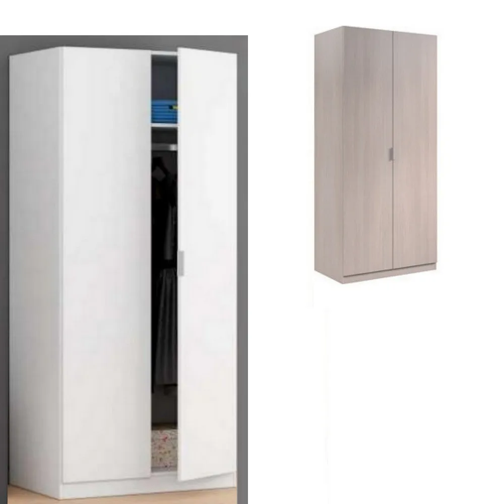 Armario de dos puertas 81x52xA180 cm disponible en roble o blanco BM102