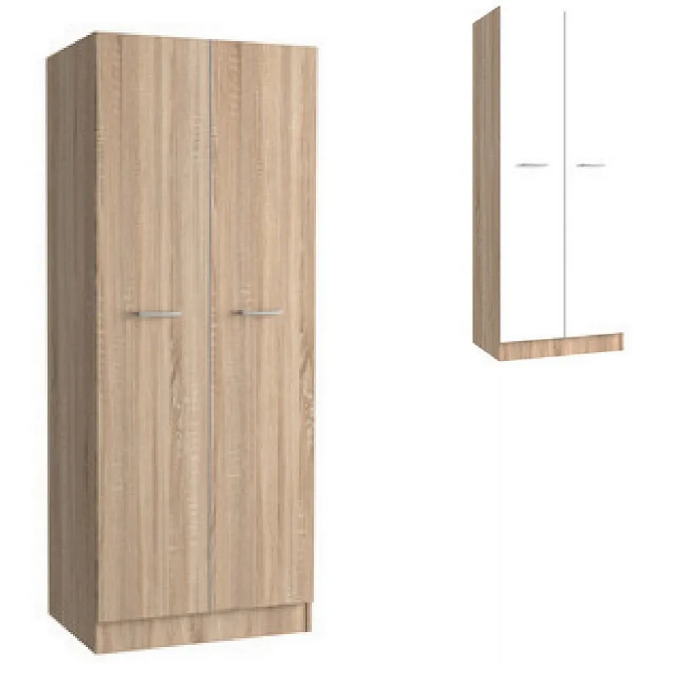 Armario 71x51,5xH181 cm con 2 puertas disponible roble o bicolor blanco-roble BM103