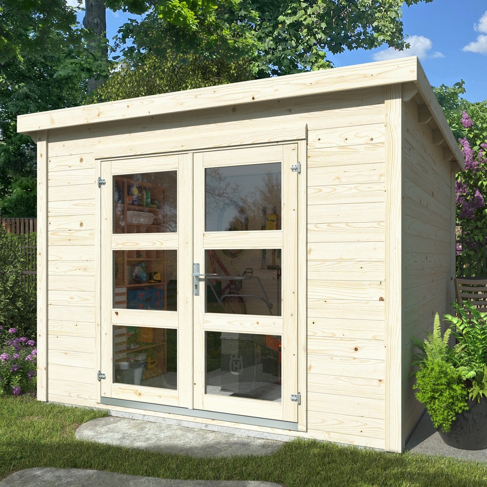 Maison rectangulaire 276x282 cm en bois de sapin brut avec ou sans plancher CS051