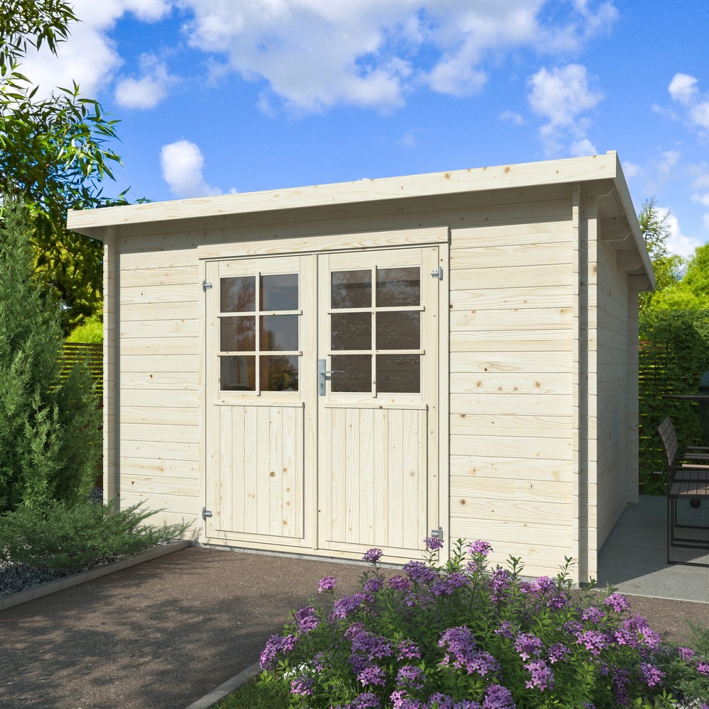 Rectangular 322x292 cm rough fir wood house with or without floor CS053