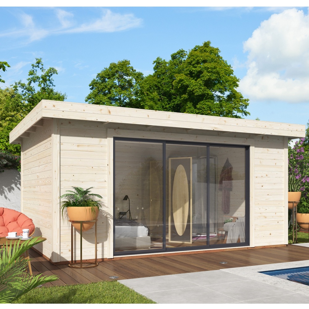 Wooden house made of rough fir wood, 450x330 cm, with or without floor CS057