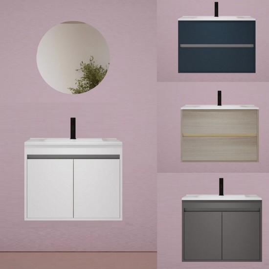 Giusy meuble de salle de bain 60 70 80 cm 3 couleurs 2 portes ou 2 tiroirs céramique lavabo et miroir