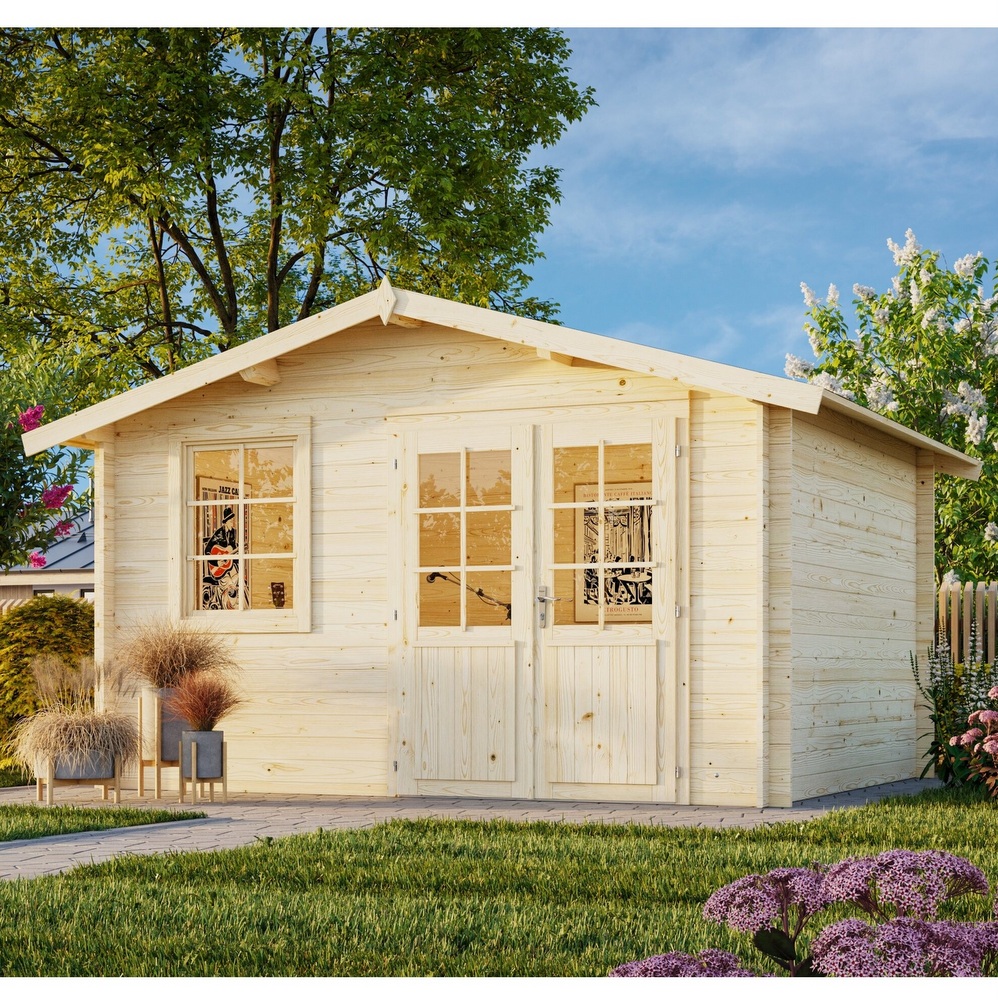 Outdoor fir wood house 380x320 cm with door and window CS058