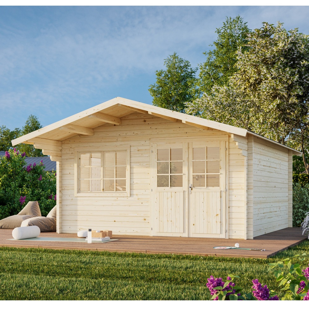 Outdoor wooden house 446x446 cm with door and window CS061