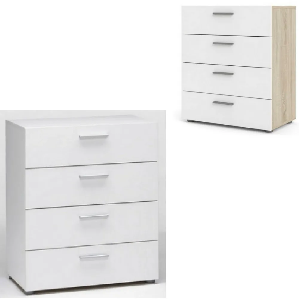 Cómoda con 4 cajones 70x40xAl82 cm blanco o bicolor blanco-roble BM123