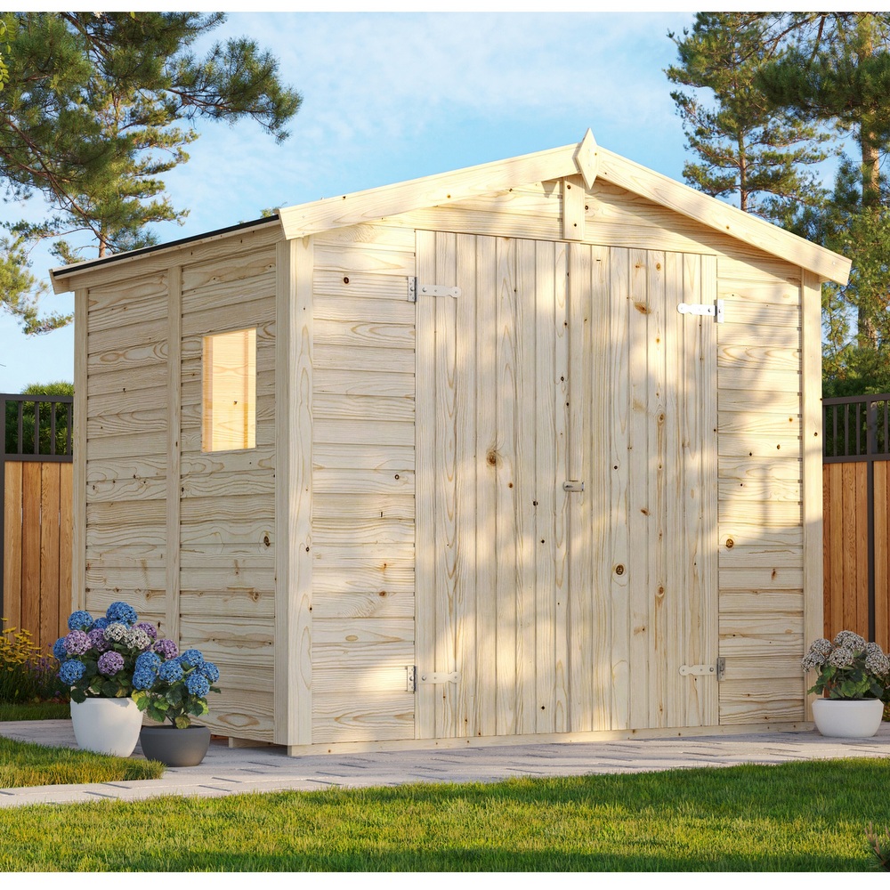 Wooden house 243x190 cm complete with floor, double door and window CS070
