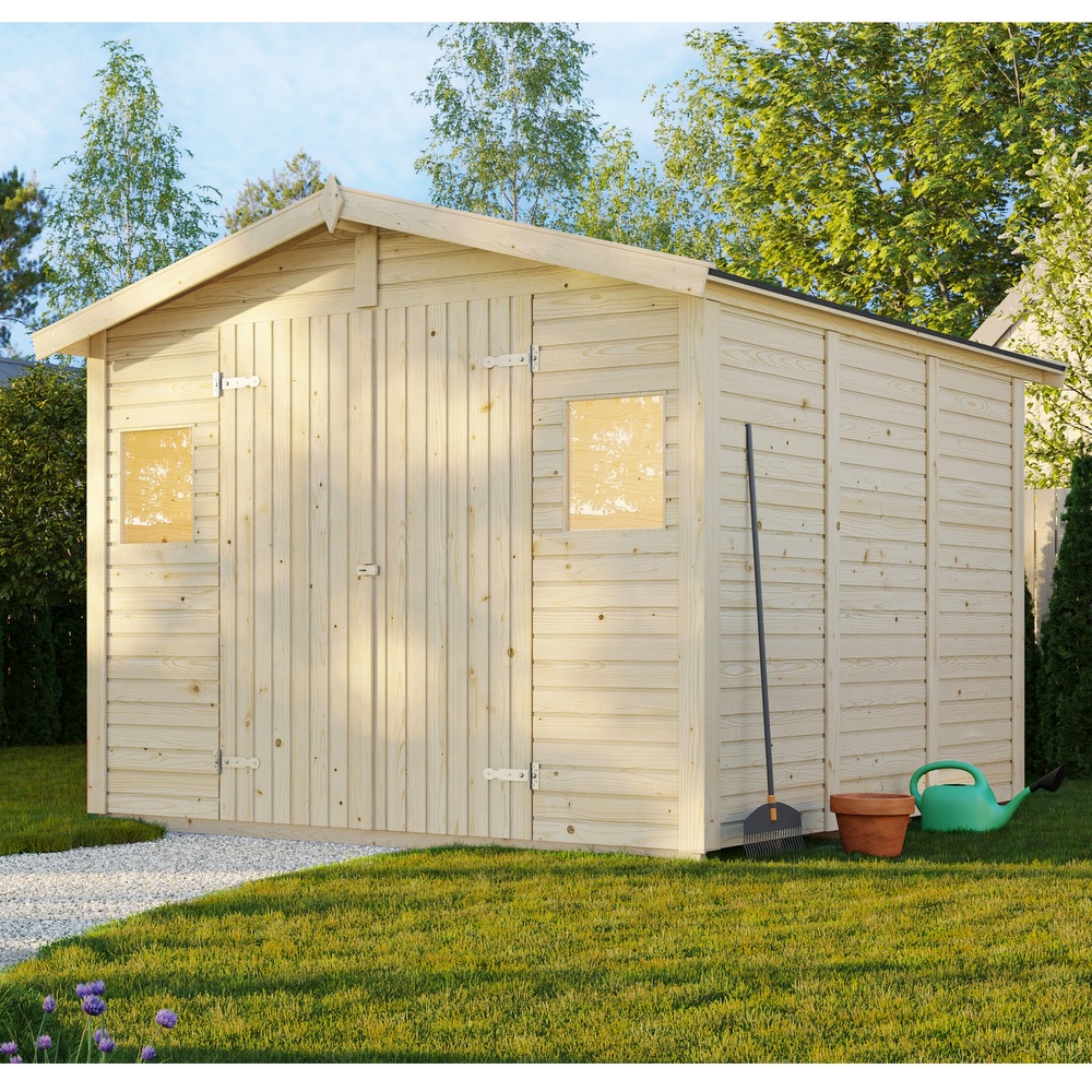 Wooden house 273x280 cm with floor, double door and 2 windows CS071