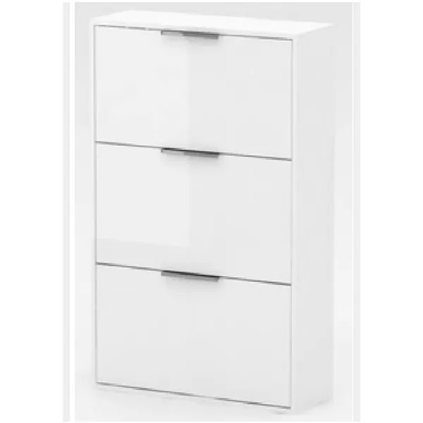 Mueble zapatero blanco 65x25xH100 cm 3 puertas con doble compartimento SR05