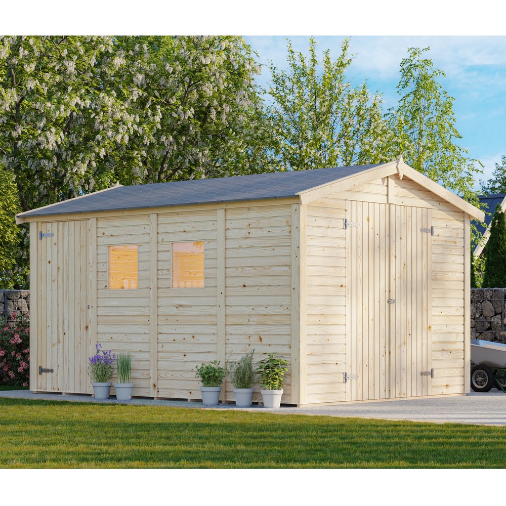 Outdoor shed 273x370 cm with floor, 2 doors and 2 windows CS072