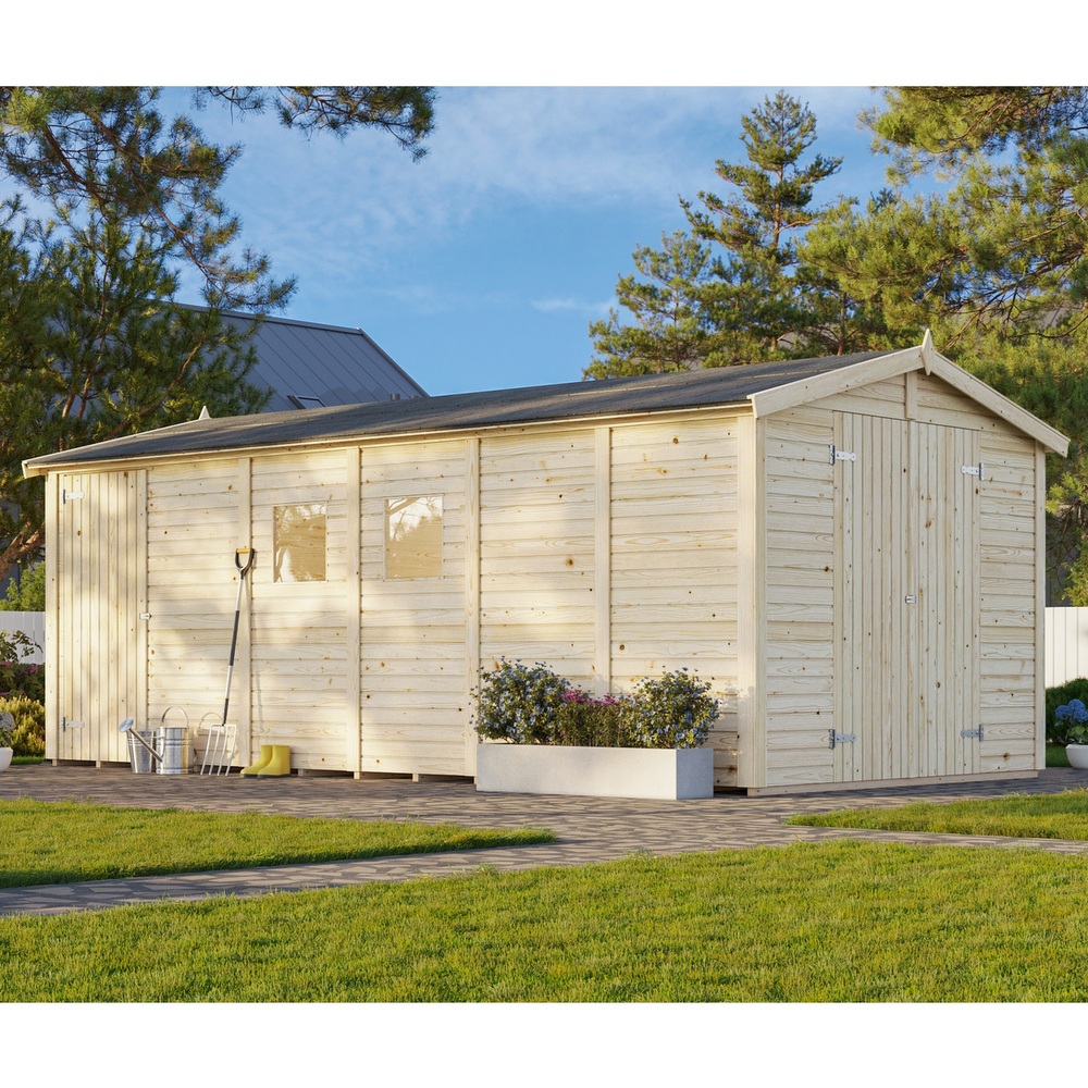 Garden shed 273x550 cm with 2 doors, 2 windows and floor included CS073
