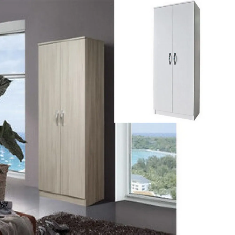 Mueble bajo polivalente de dos puertas 71x38xAl182 cm fresno blanco u olmo con estantes BM129