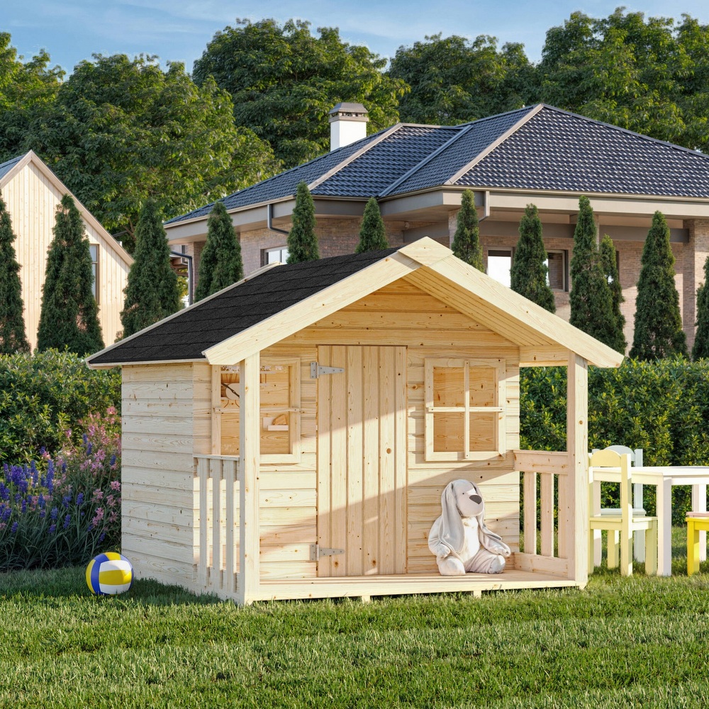 Children's playhouse 180x112 cm made of untreated fir wood CS076
