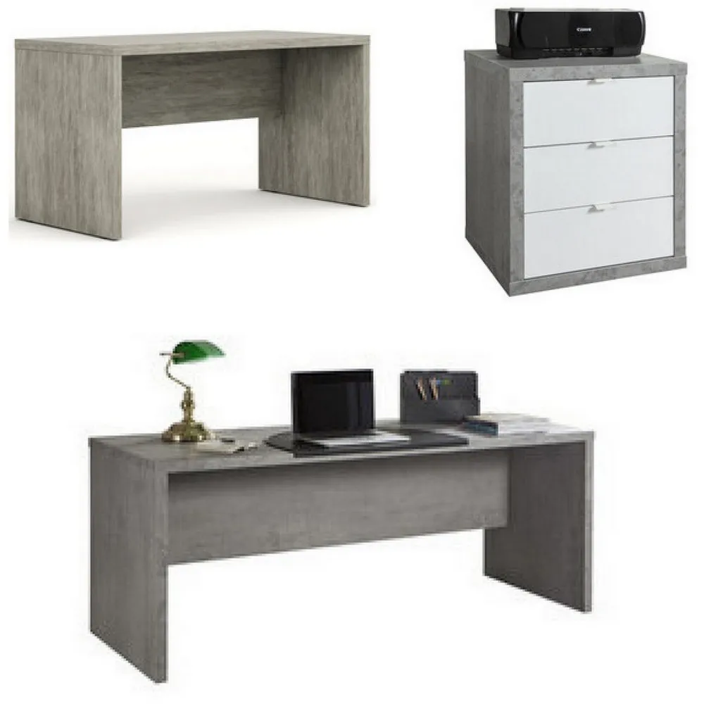 Desk 140 or 180 cm cement colour also with drawers TL042