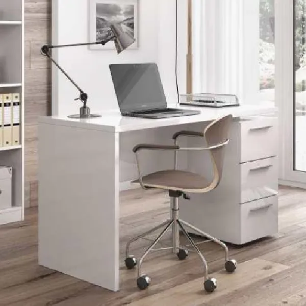 Desk 138x60 cm matt white with drawers TL043