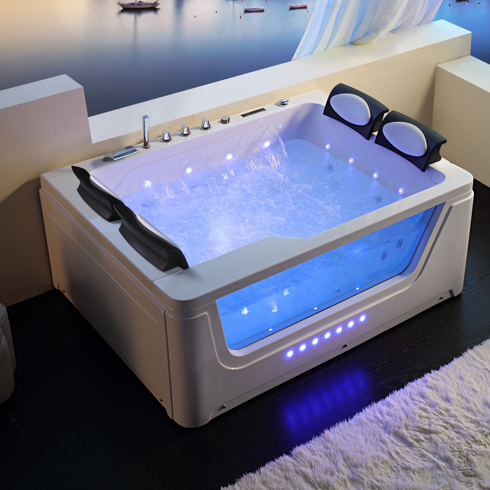 Hot tub 170x130 cm 4-seater with LED waterfall, 51 jets and Bluetooth VS174