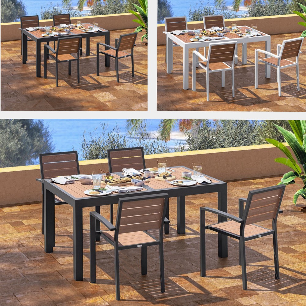 Outdoor set with extendable table (160-240 cm) and 4 matching chairs 3-color TL083