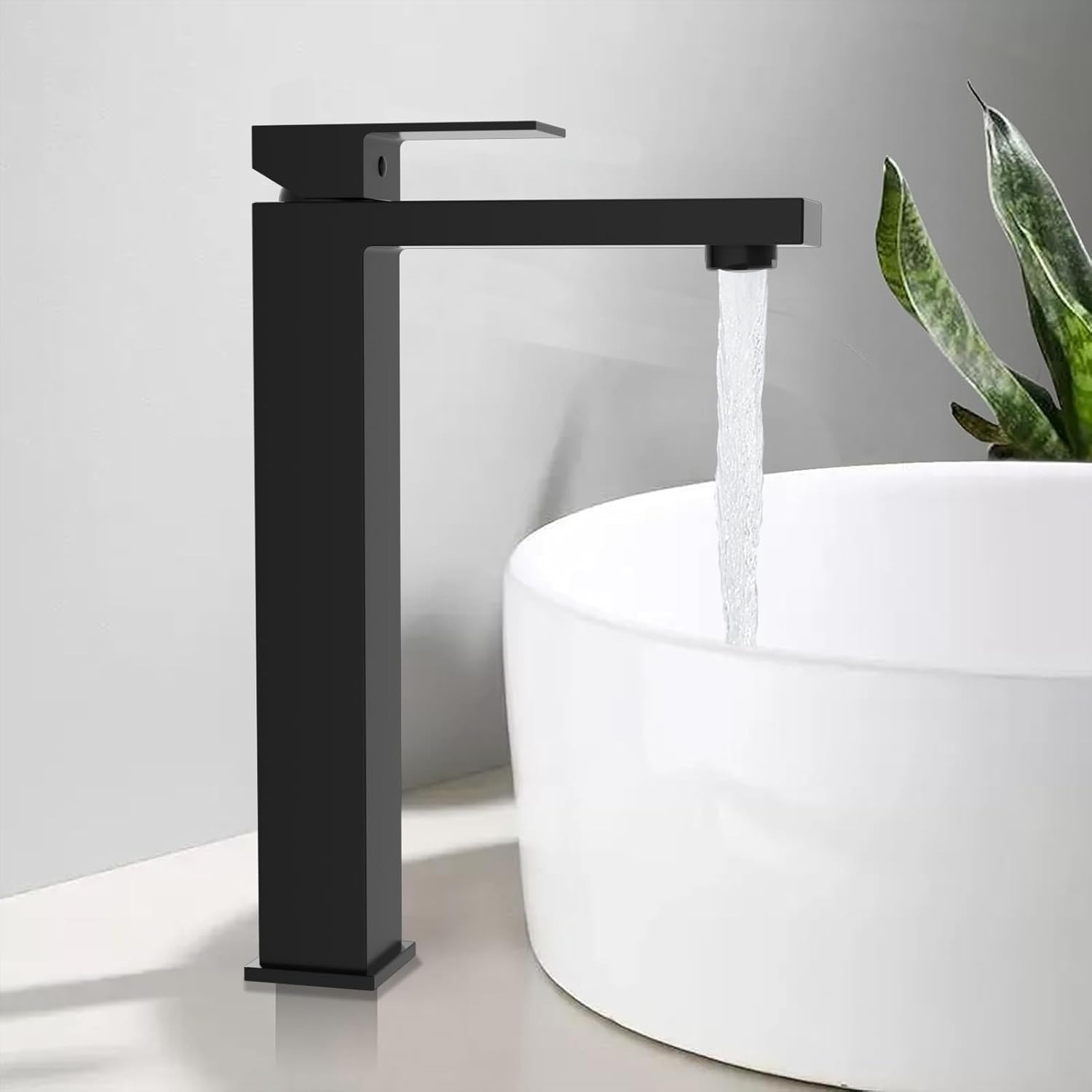 Grifo mezclador de lavabo de cuello alto de latón negro RB158