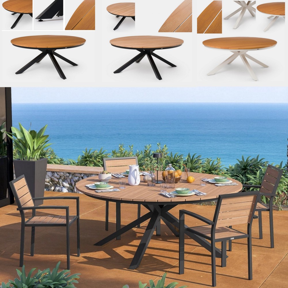 Outdoor set with 180 cm round table and 4 matching chairs in 3 colours TL088