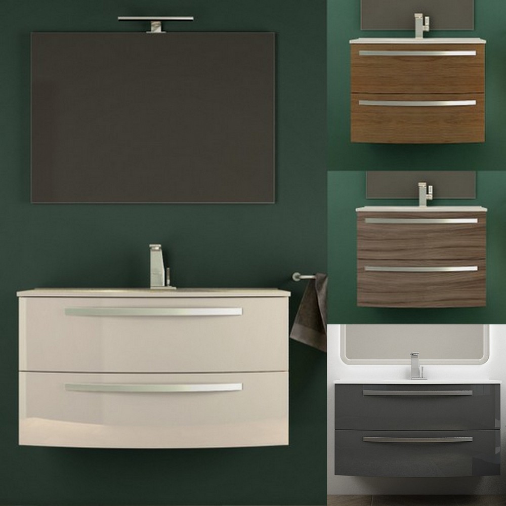 Star bathroom cabinet 74 or 100 cm in 5 colors with ceramic, crystal or mineral marble sink