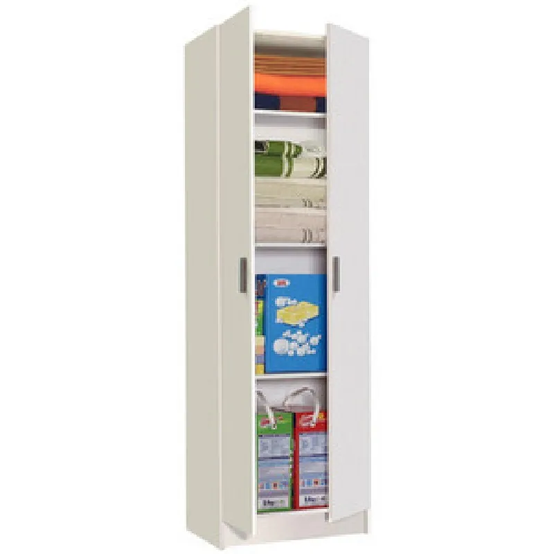 Multipurpose white cabinet 59x37xH180 cm 2 doors with shelves BM138
