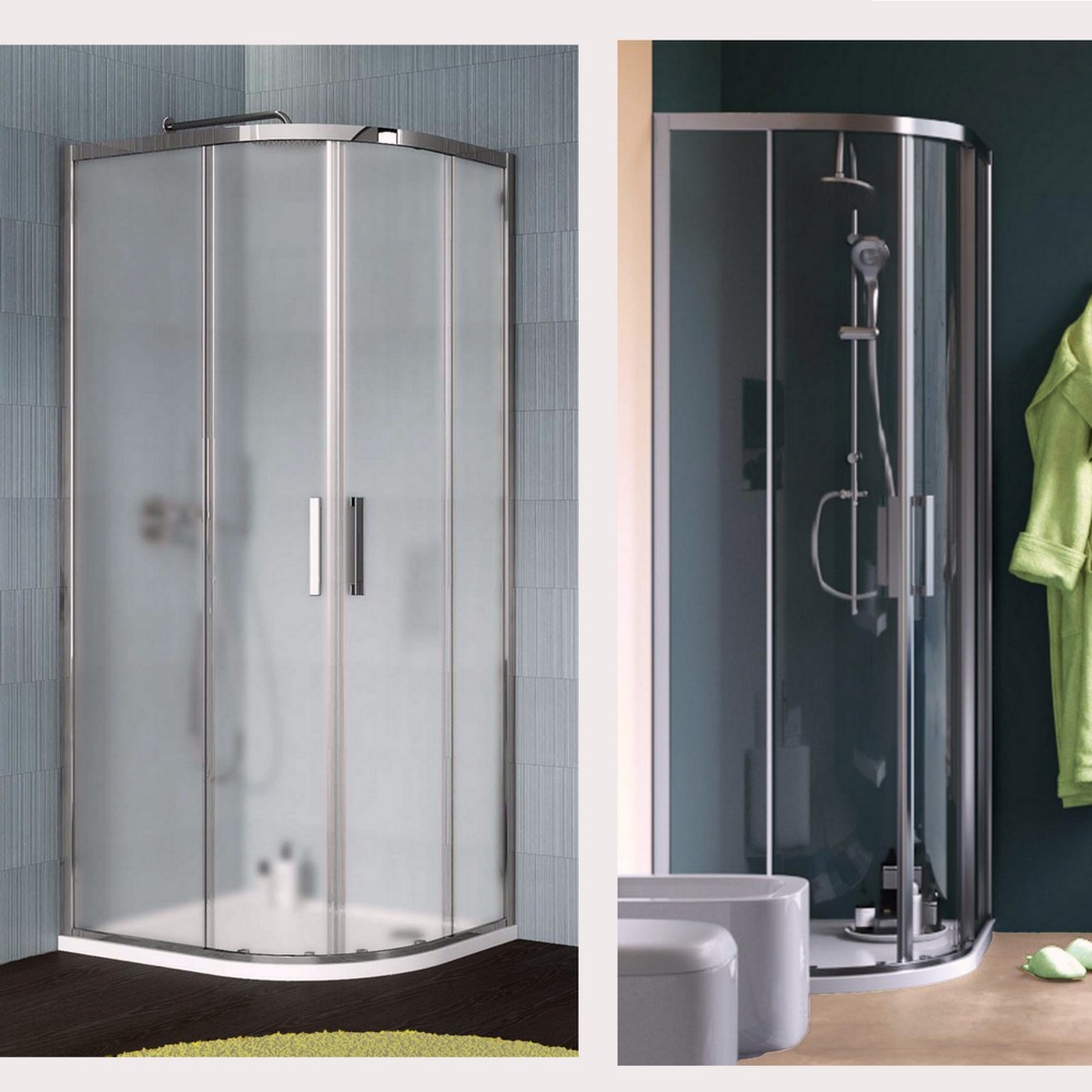 Semicircular shower enclosure 70x90 cm transparent or opaque anti-limescale glass height 195 cm BOX087