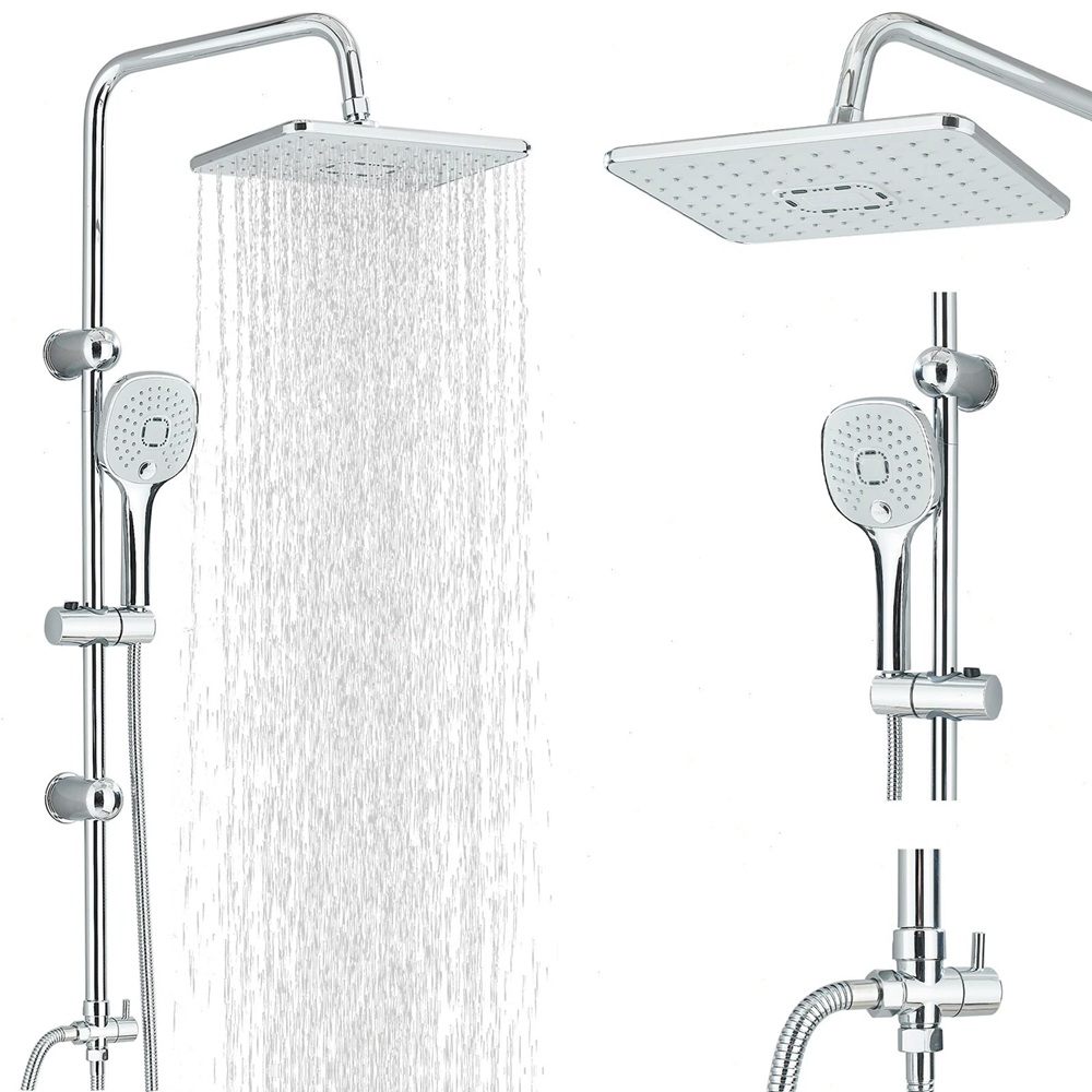 Chrome shower column with shower head and hand shower DC032