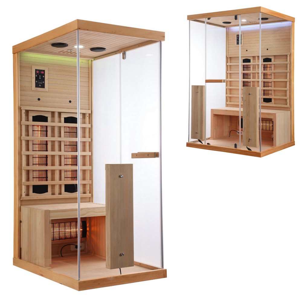 Infrared sauna 80x110 or 125x100 cm 1-2 places with full spectrum heaters and LED lights SN111