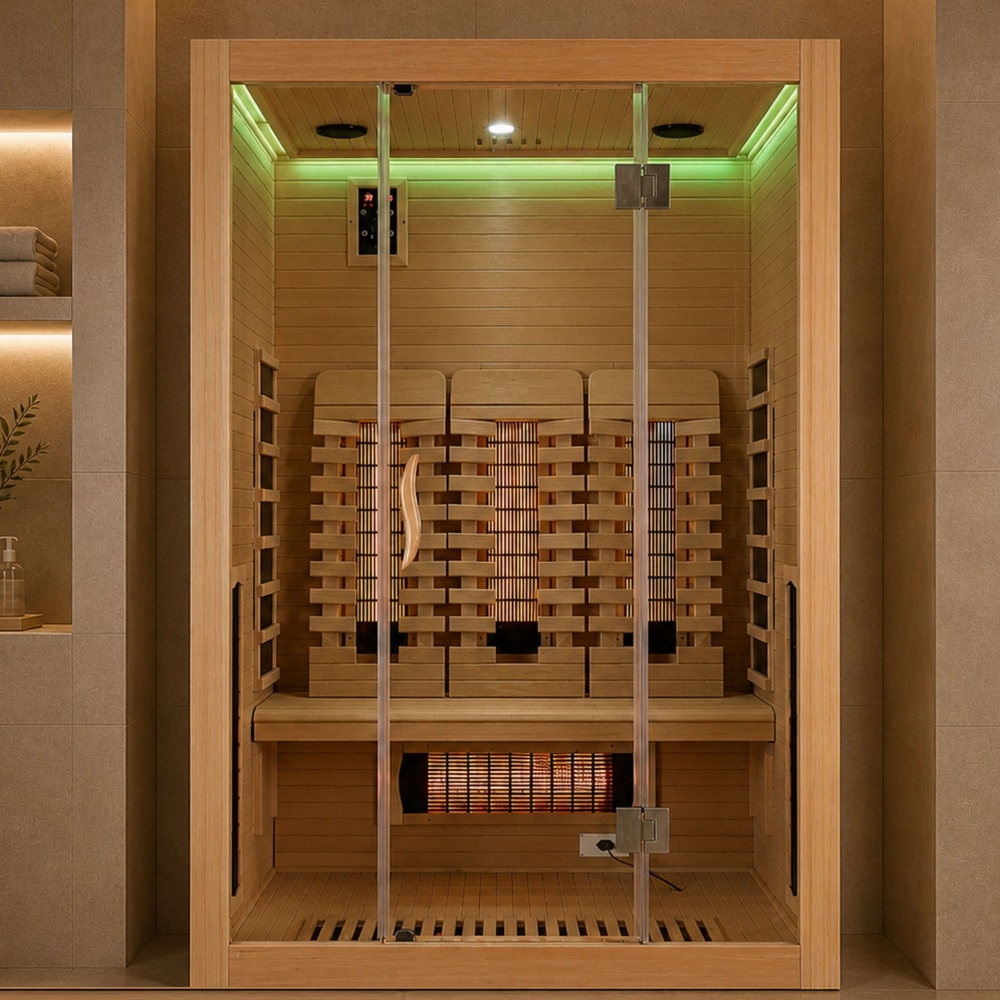 Infrared sauna 3-Person 150x120 cm with 6 full spectrum and 3 carbon heaters SN112