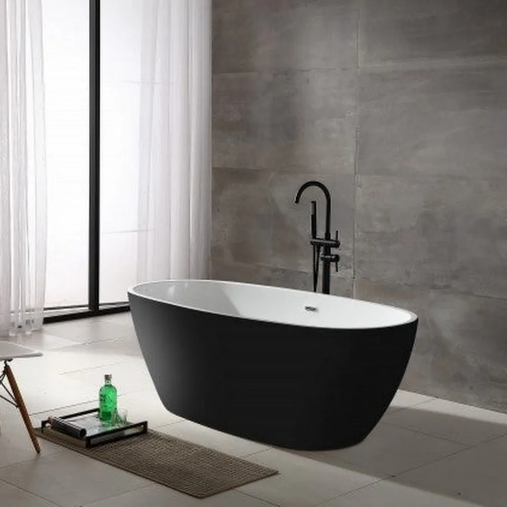 Freestanding bathtub 170x81 cm matt black with white interior VS162