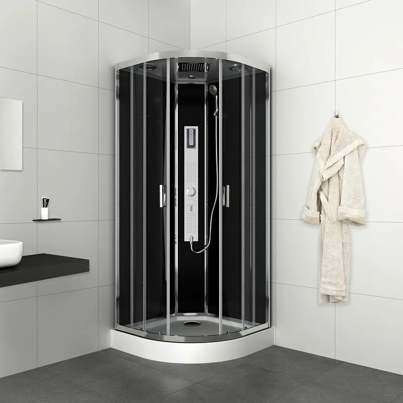 Cabina de hidromasaje de 90x90 cm con radio Bluetooth y sistema de línea rápida CB100