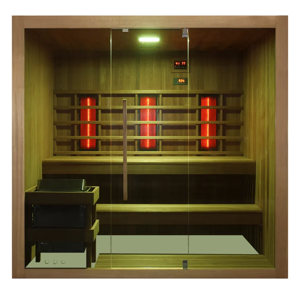 200x150 cm Sauna finlandais infrarouge 4-5 places avec chromothérapie et bluetooth SN093