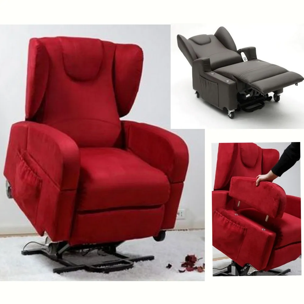 Giovanna 2-motor lift armchair in faux leather or microfibre 7 colours 4 castors and with medical device