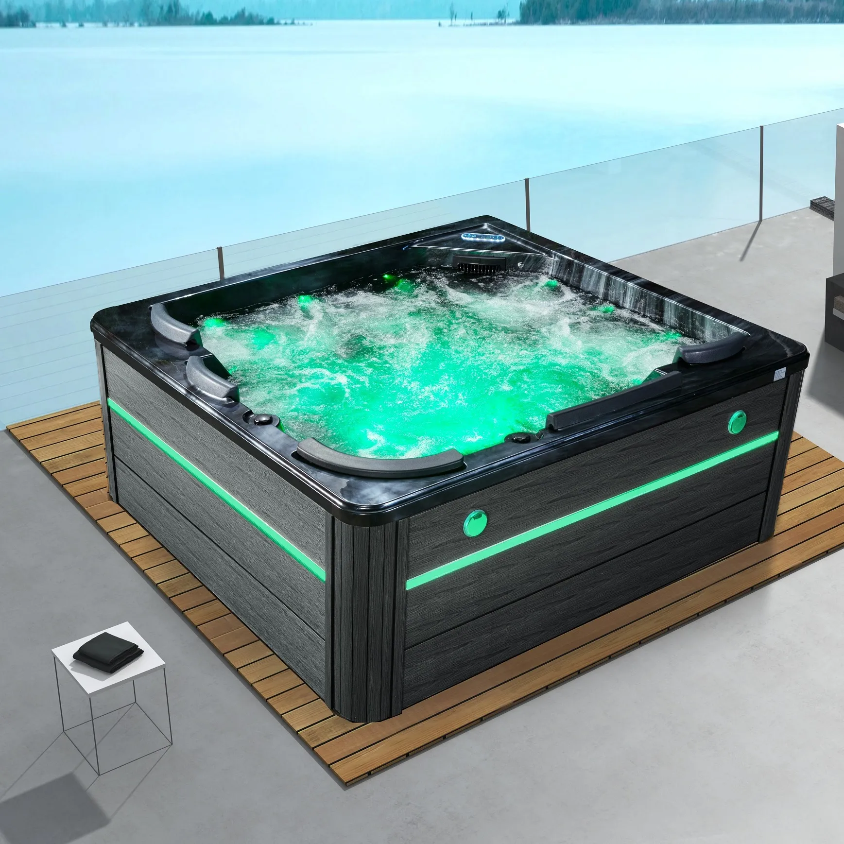 5-7 seater whirlpool 235x215 cm with 75 LED jets ozone therapy heater MP71