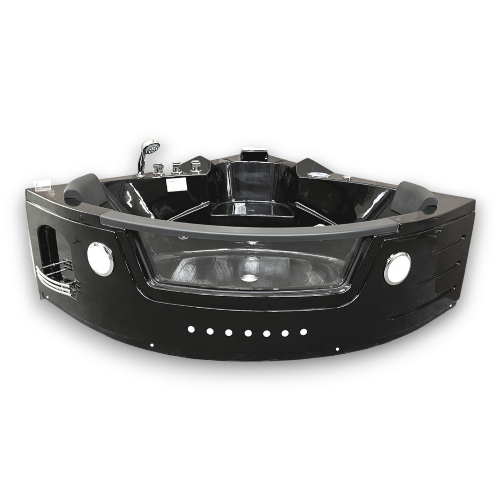 Baignoire balnéo 140x140 noir avec jet cascade VS041