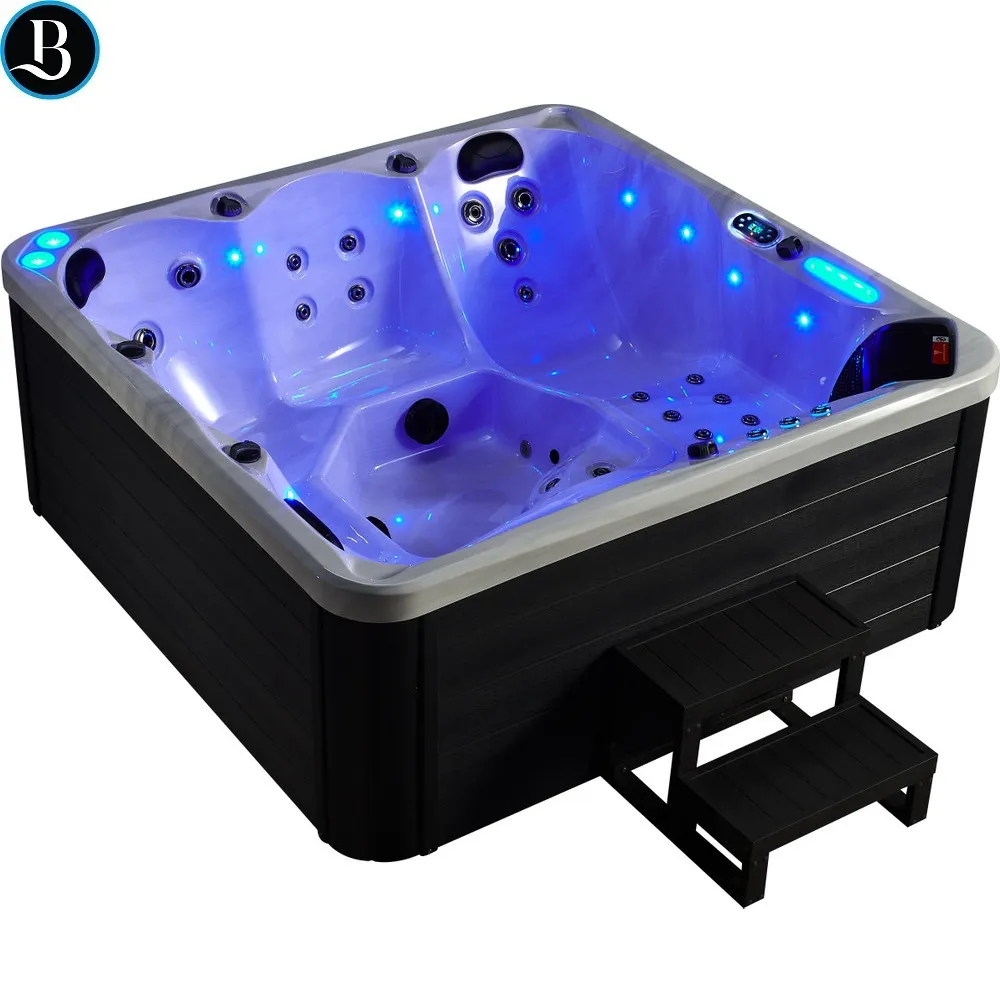 Mini whirlpool 200x200 cm with 40 jets chromotherapy heater and Bluetooth MP56