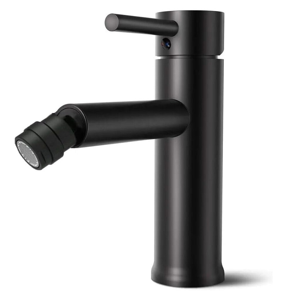 Robinetterie de bidet en acier inoxydable noir avec vidage à bascule RB187