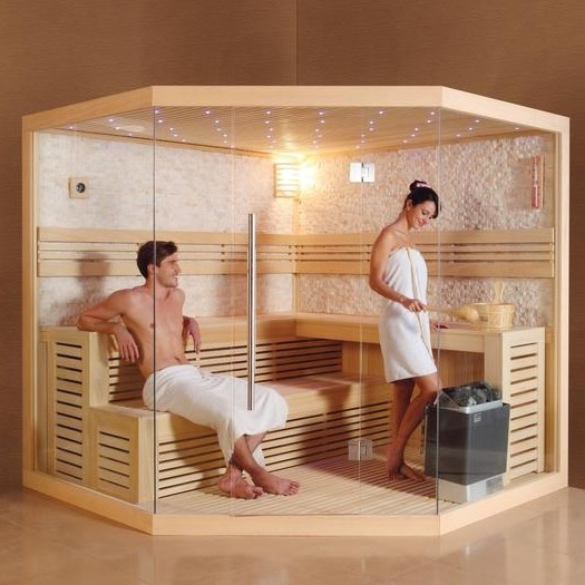 Sauna finlandais 200x200xH210 cm 5-7 places chromothérapie bluetooth radio fm SN036