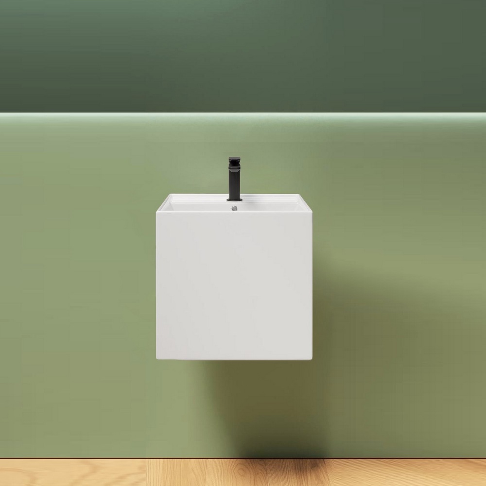 42xH40 cm Einloch-Waschtisch aus weißer Keramik LAV105