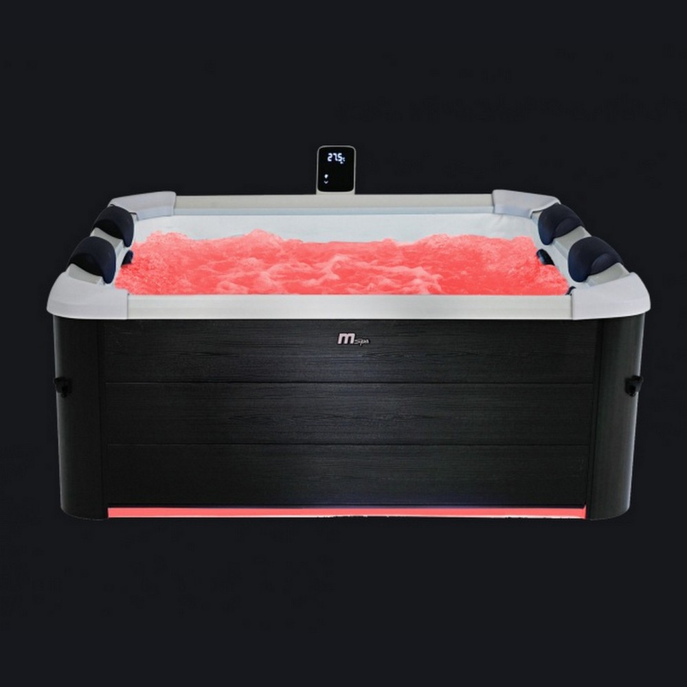 Mini hot tub 180x180 cm with 8 seats, 148 silent-pump jets and MP76 eco-tech heater