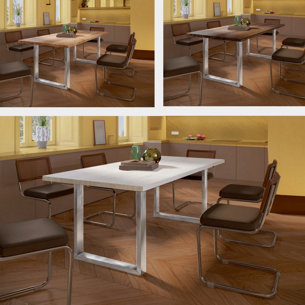 Table for 6-8 people 180x90 cm oak top in 3 colours chrome legs 5x5 or 8x4 TL075