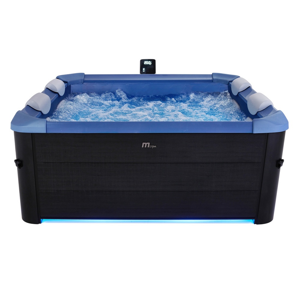 Mini-Whirlpool 160 x 160 cm mit blauer Innenausstattung, 6 Sitze, 128 Düsen, WLAN, LED-Beleuchtung, MP80