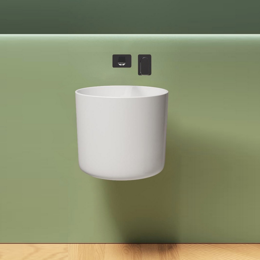 Half-freestanding white ceramic washbasin 45xH38 cm round without holes LAV107
