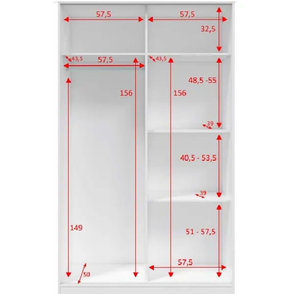 Armoire 2 Portes Coulissantes Blanc - Dimensions 100x200x51cm - Avec Tringle Et étagère Réglable