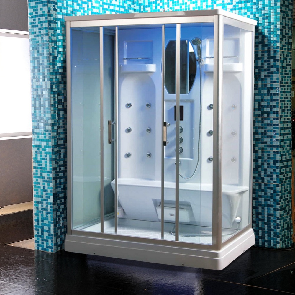 Cabina de hidromasaje de 140x90cm con 12 jets, baño turco y Bluetooth CB051