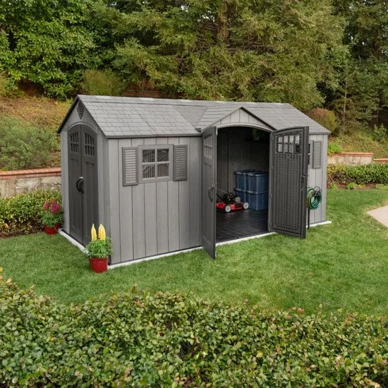 452x239 cm HDPE polyéthylène petite maison en gris effet bois CS016